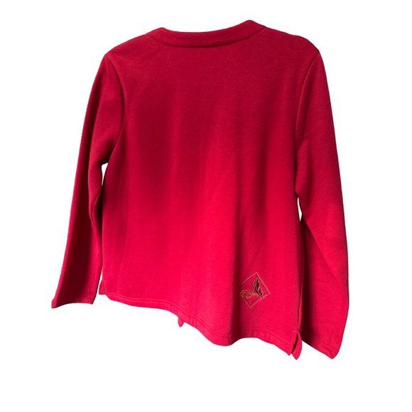 VTG Breckenridge women’s Petite M red fleece lined pearl snap appliqué cardigan - Picture 2 of 8